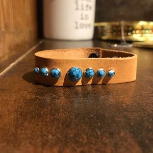 Vegan leather turquoise cuff
